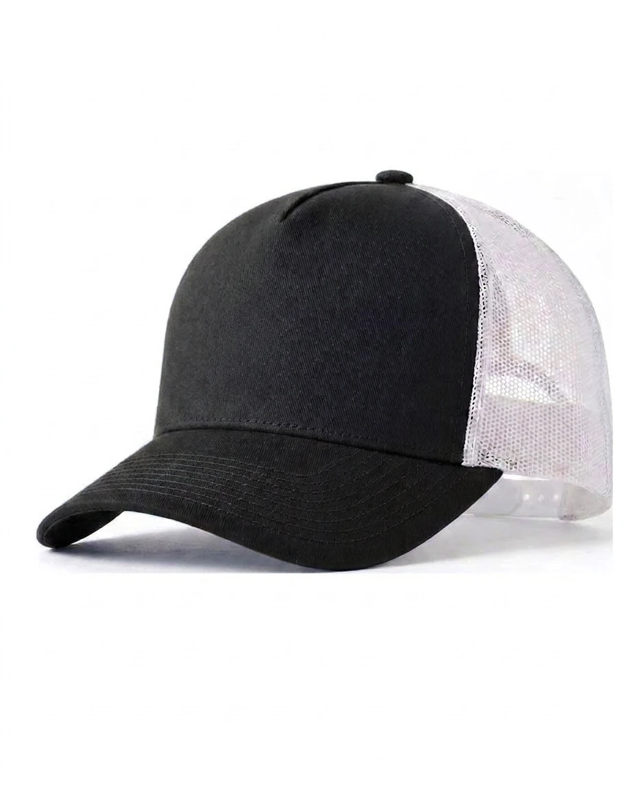 5-Panel Heavy Structure Trucker in Black / White