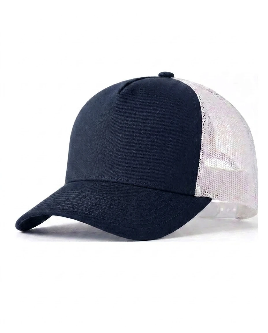 5-Panel Heavy Structure Trucker in Navy / White