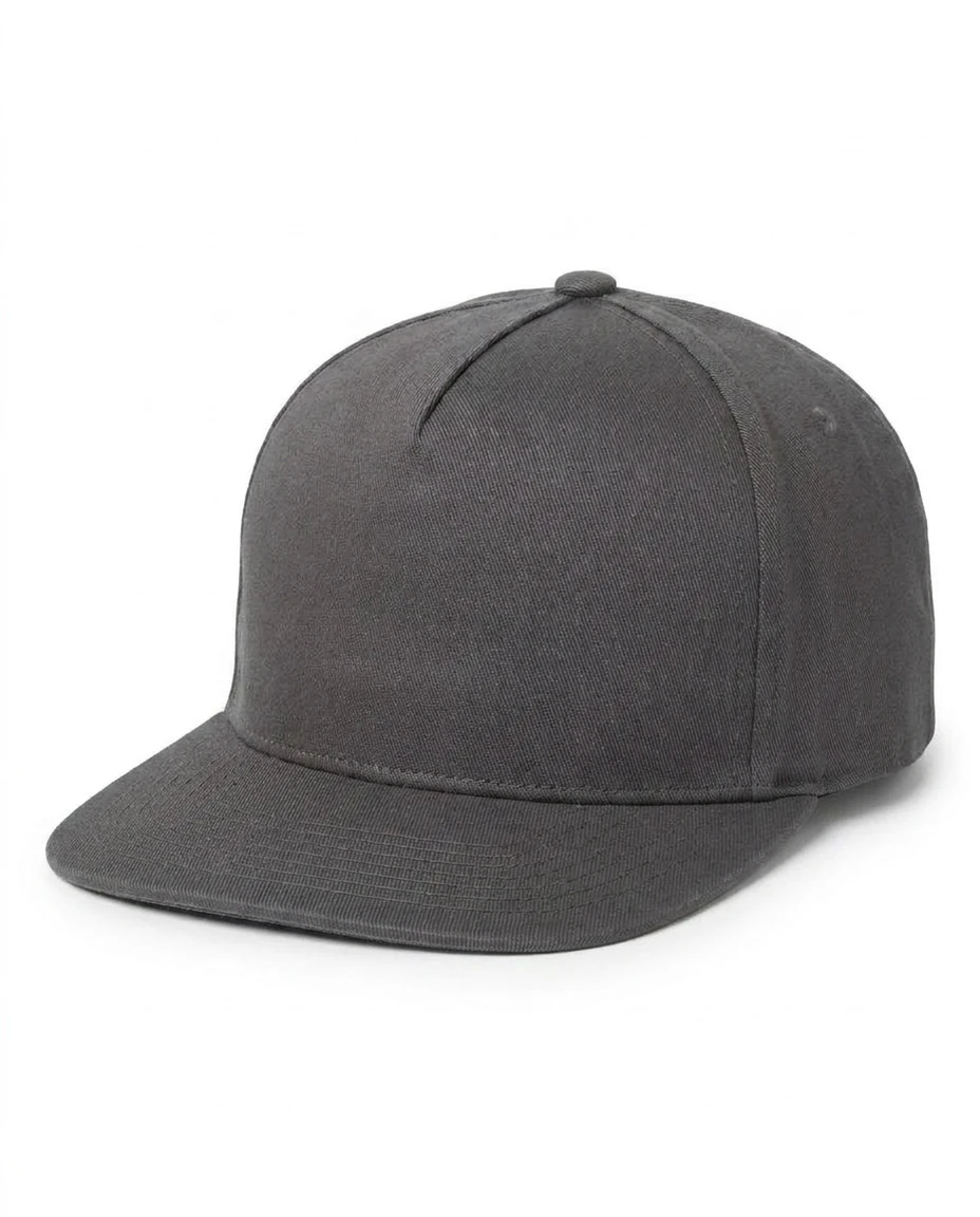 5-Panel Heavy Structure Flat Bill Cap in Charcoal