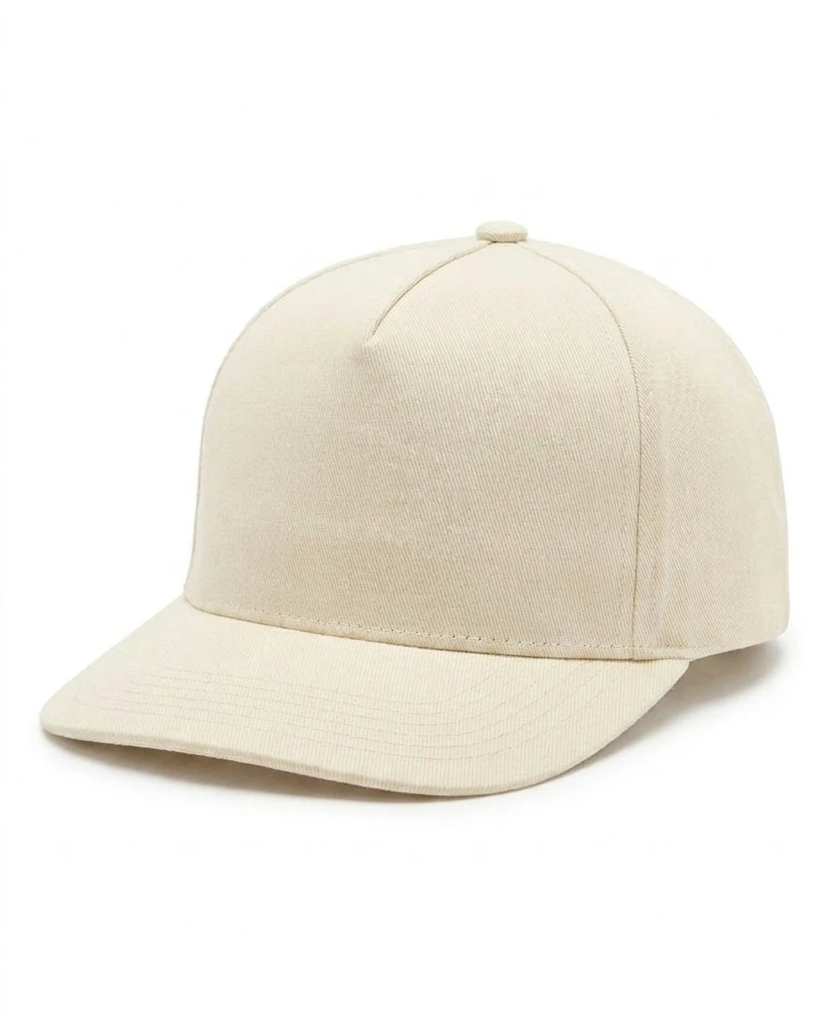 5-Panel Heavy Structure Flat Bill Cap in Cream