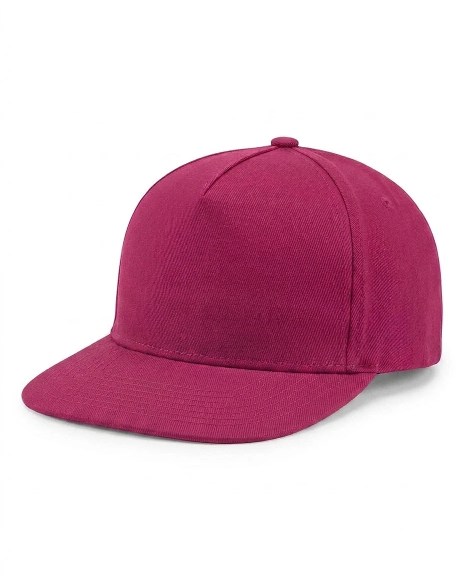 5-Panel Heavy Structure Flat Bill Cap in Dark Pink