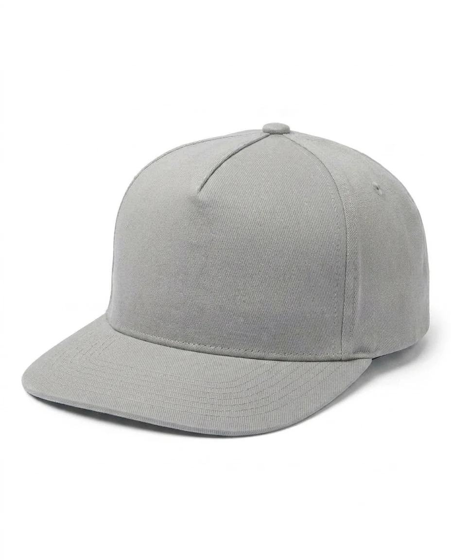 5-Panel Heavy Structure Flat Bill Cap in Light Gray