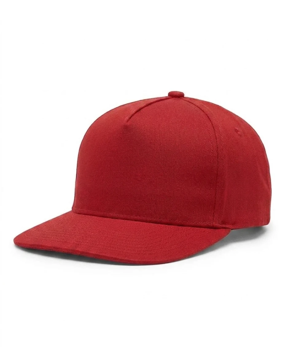 5-Panel Heavy Structure Flat Bill Cap in Red