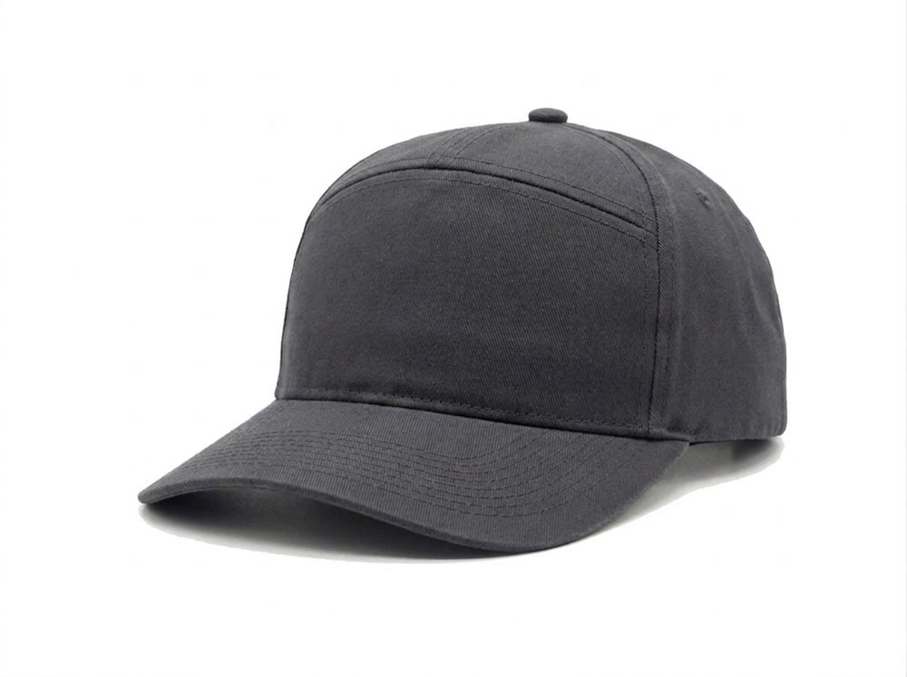 7-Panel Cotton Twill Cap in Charcoal