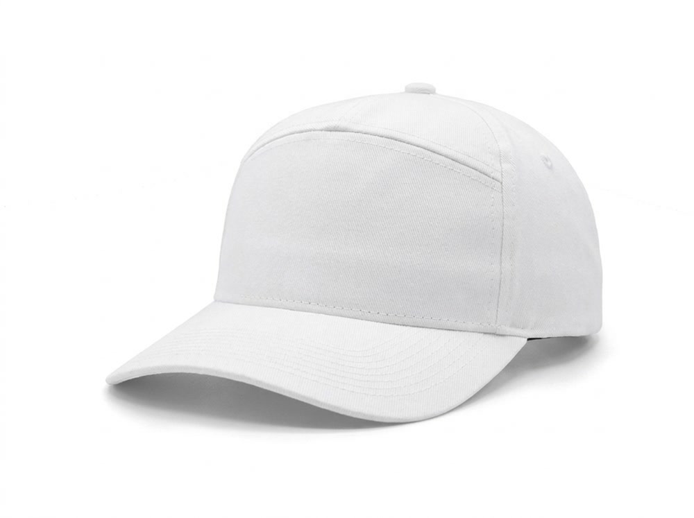 7-Panel Cotton Twill Cap in White