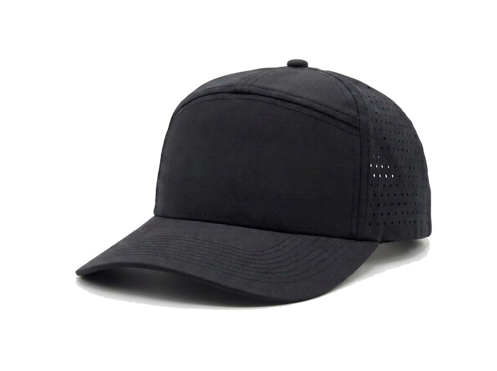 7-Panel Microfiber Cap in Black