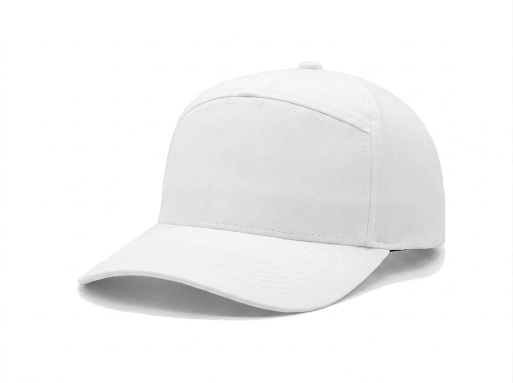 7-Panel Microfiber Cap — Solid Panel in White