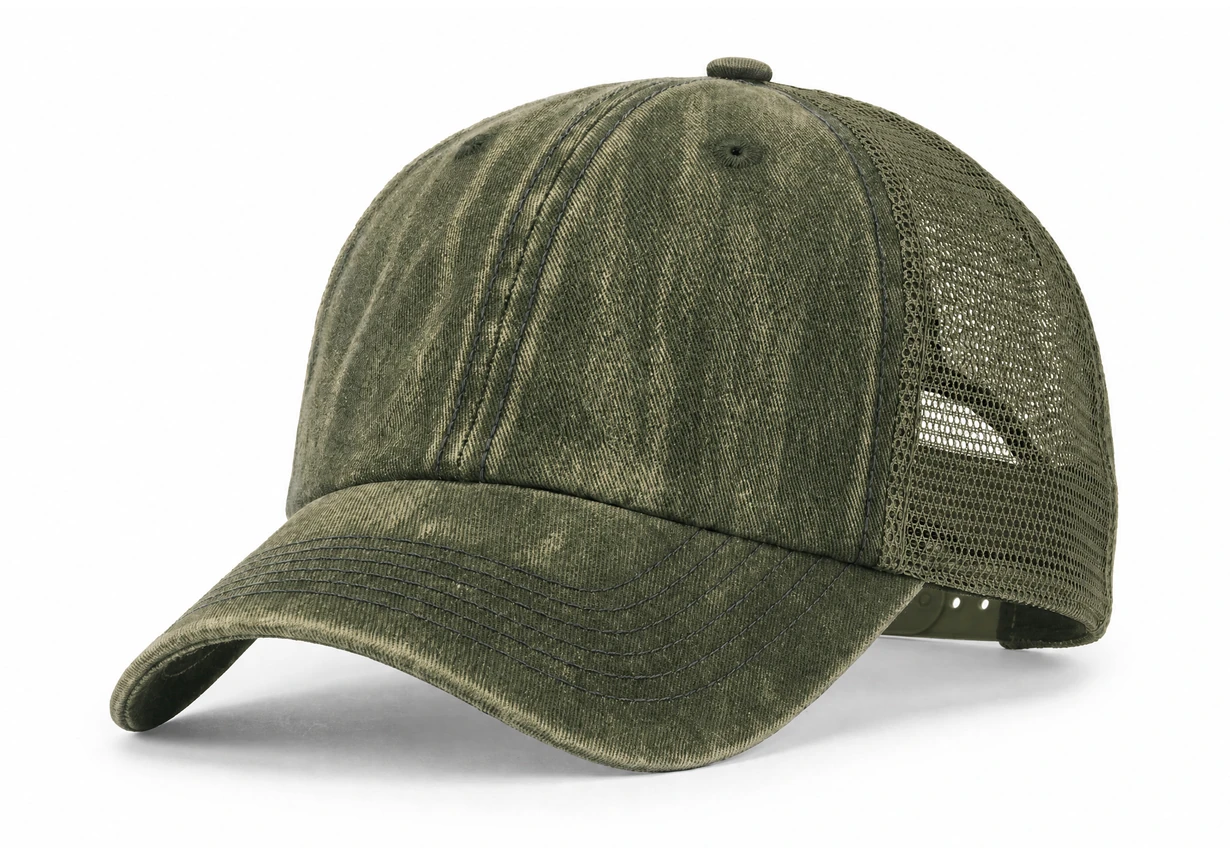 Hand Washed Vintage Trucker Round Patch in Washed Olive