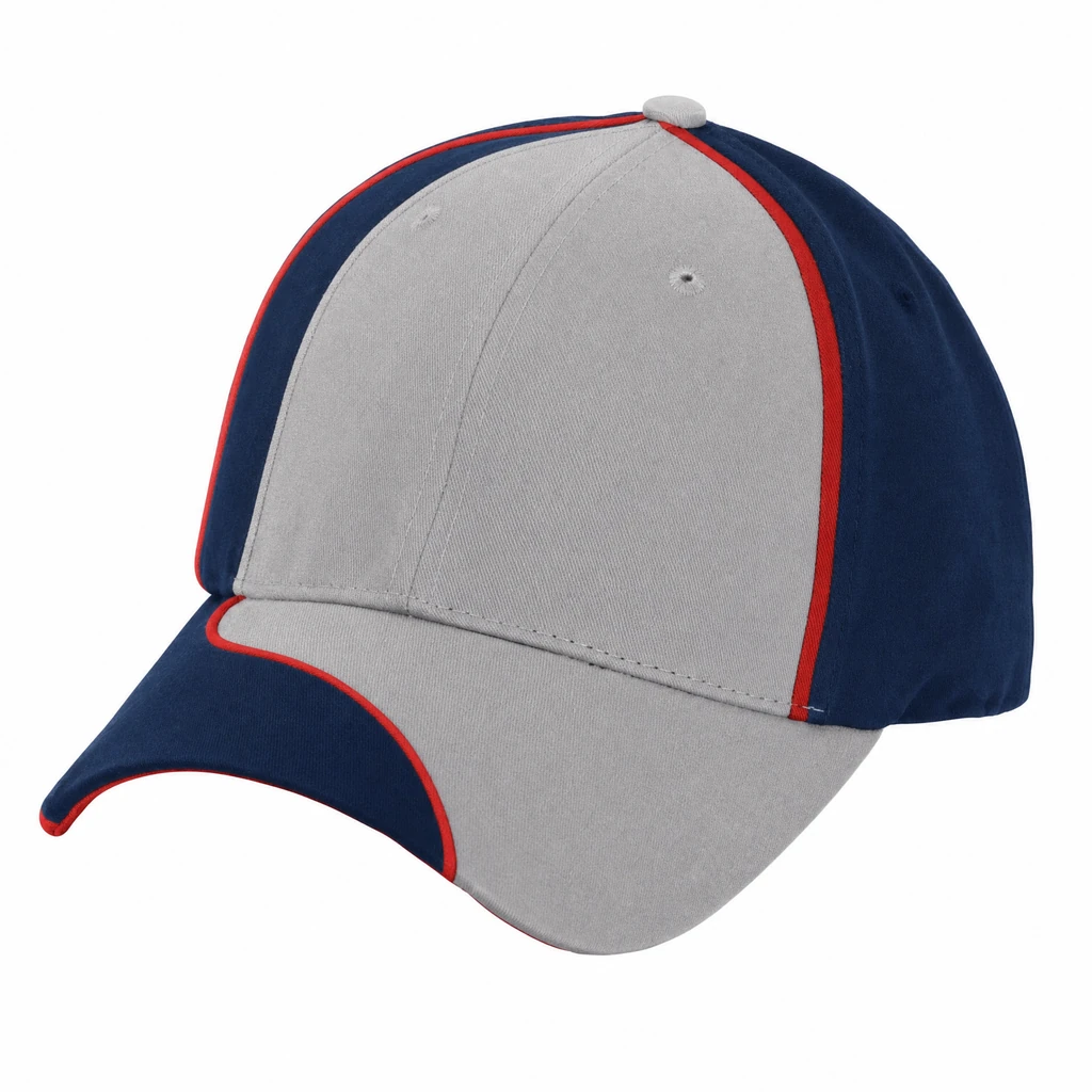 The Side Street Cap in Light Gray / Navy / Red