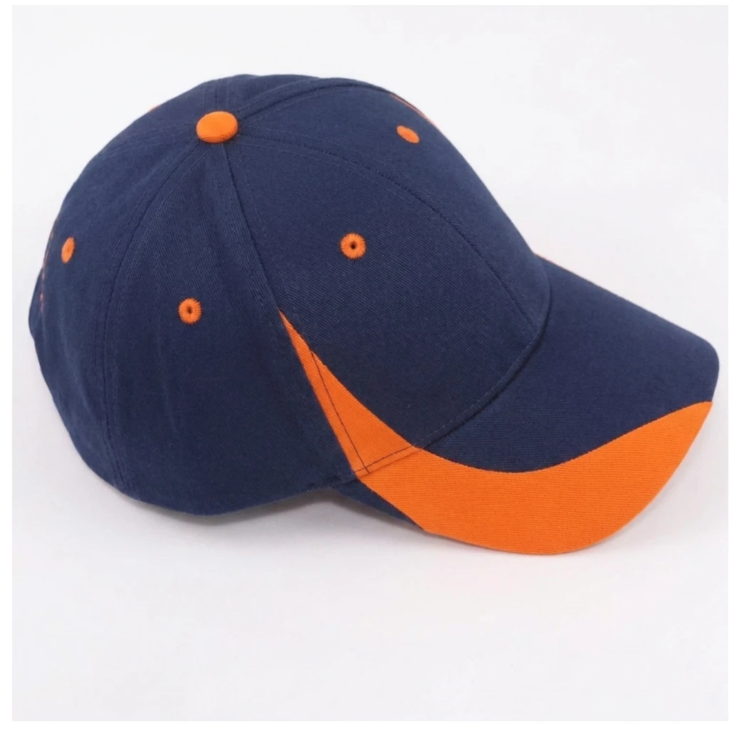 The Moto Cap in Navy / Orange