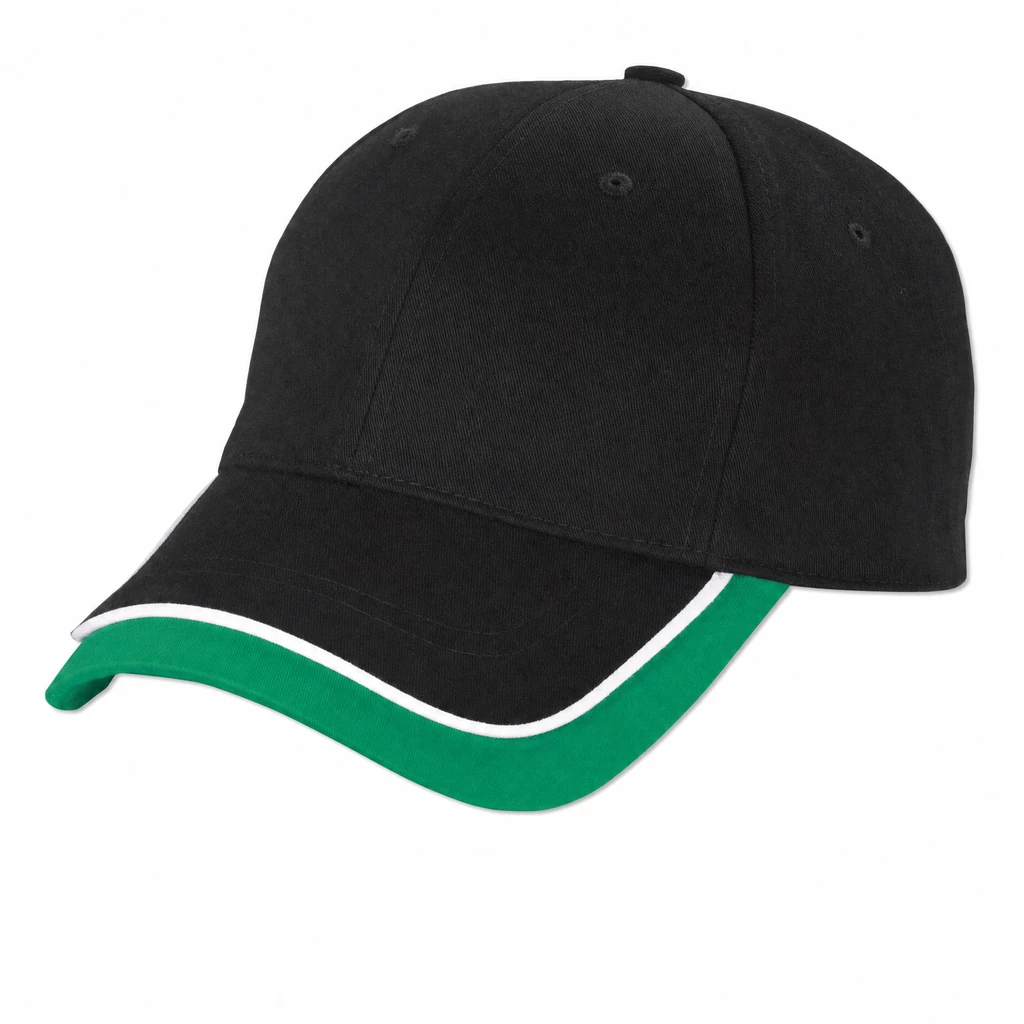 The Double Bill Cap in Black / Kelly Green / White