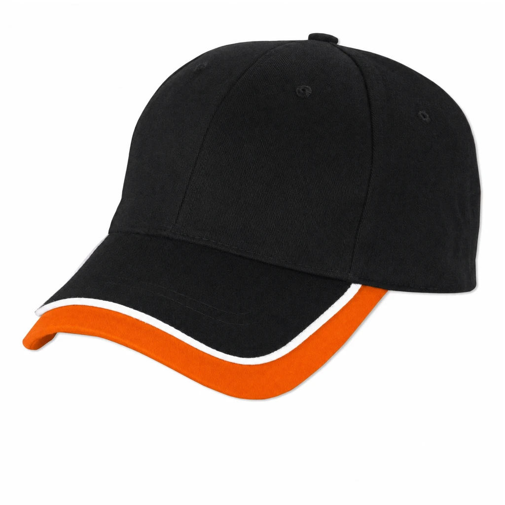 The Double Bill Cap in Black / Orange / White