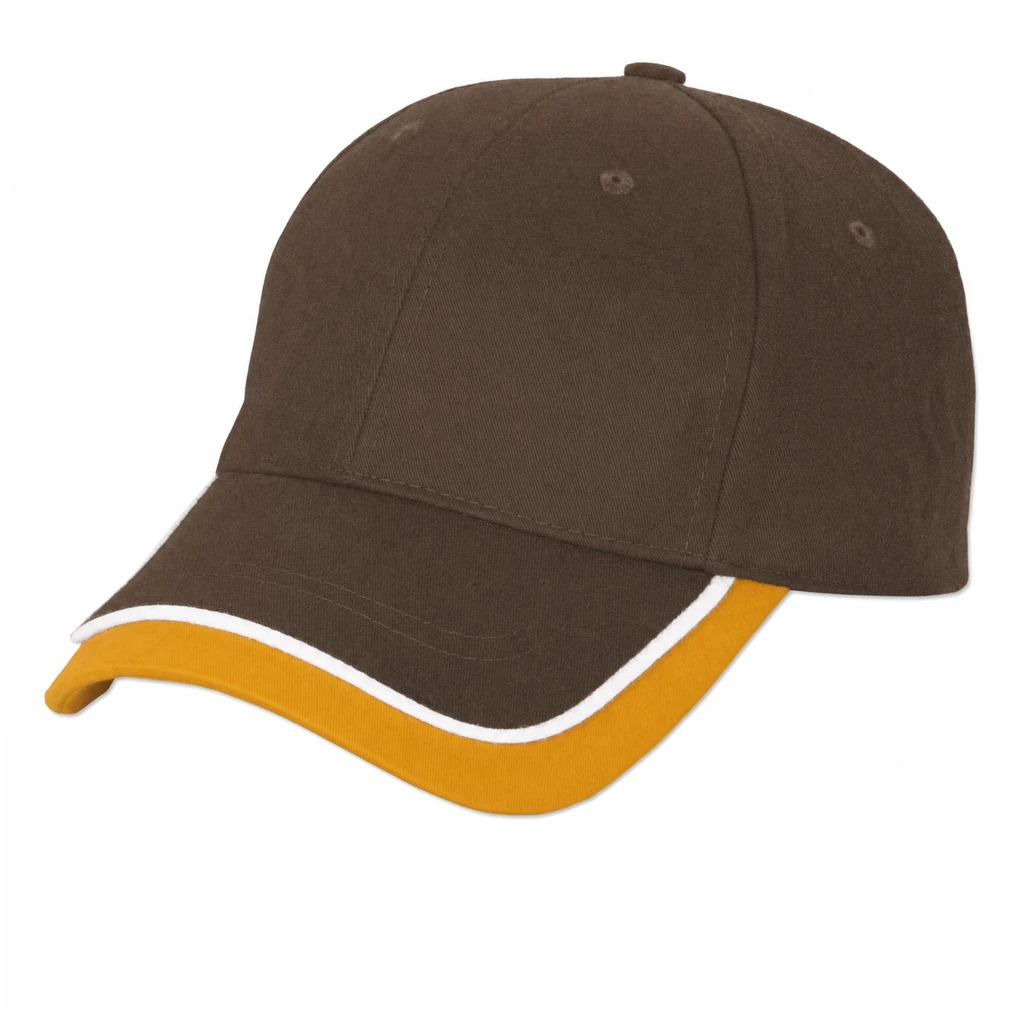 The Double Bill Cap in Brown / Mustard / White