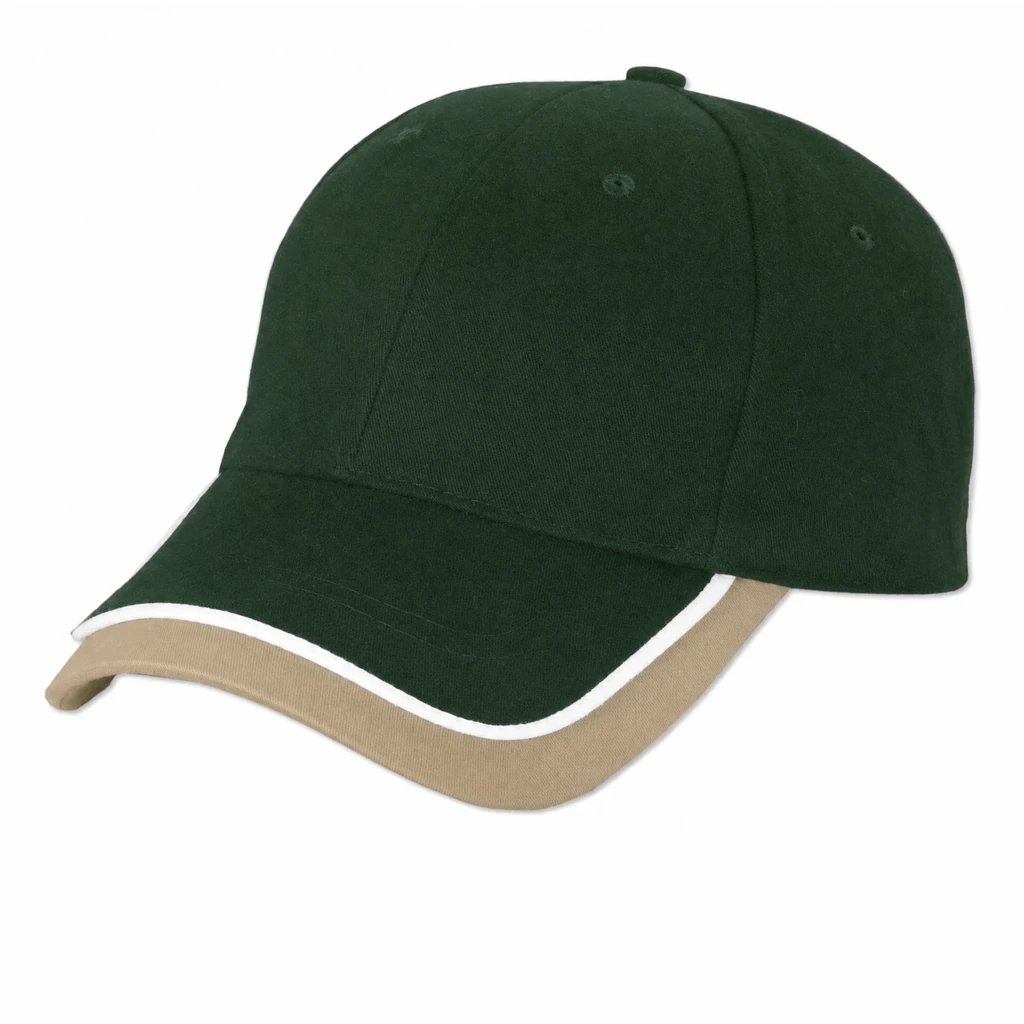The Double Bill Cap in Dark Green / Khaki / White
