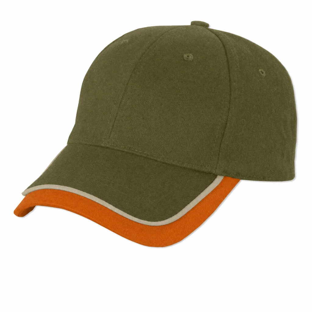 The Double Bill Cap in Olive / Burnt Orange / Stone