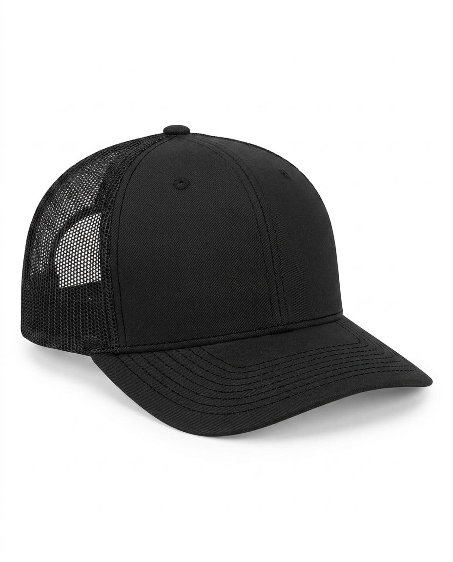 Classic Structured Trucker in Black / Black