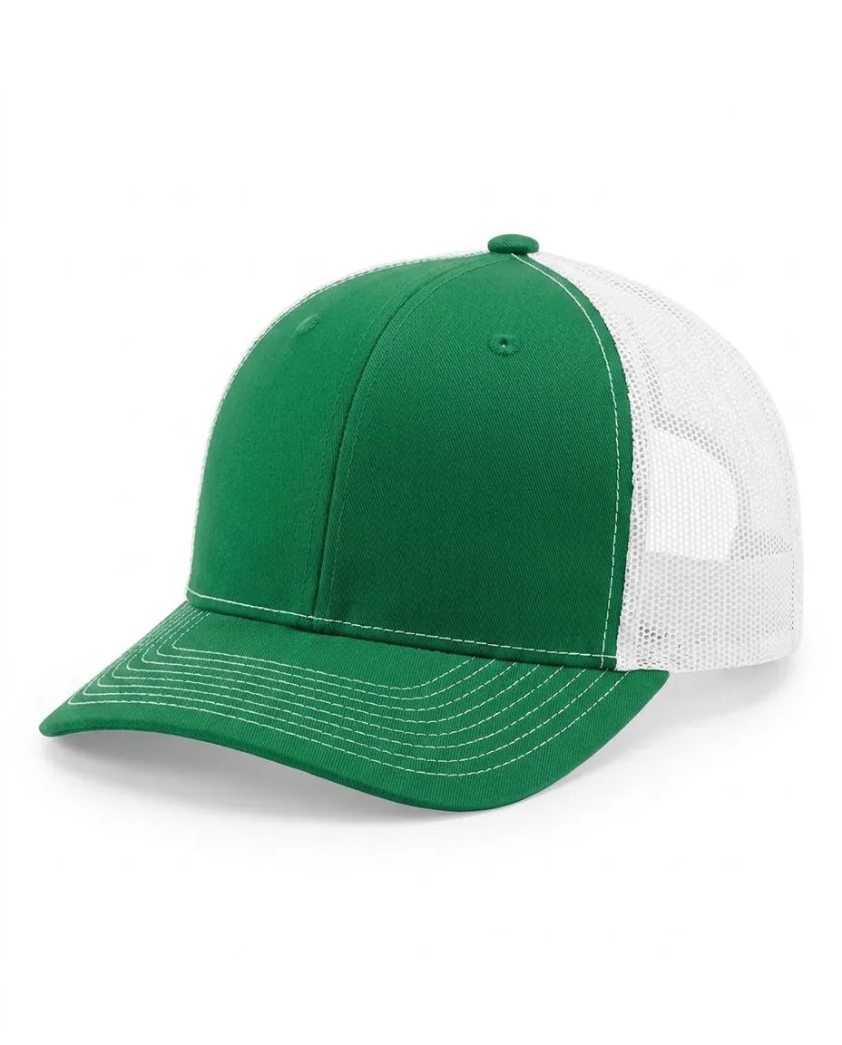 Classic Structured Trucker in Kelly Green / White