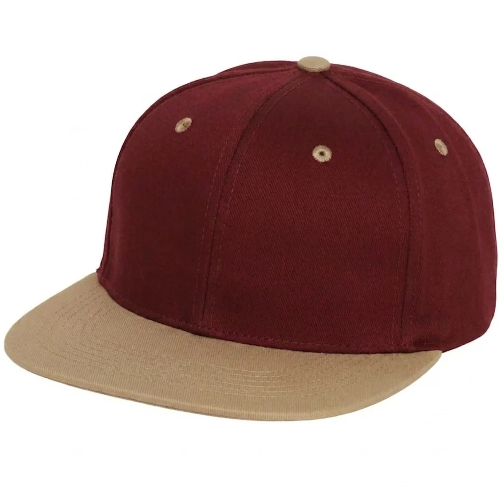 Flat Bill Two Tone in Maroon / Khaki