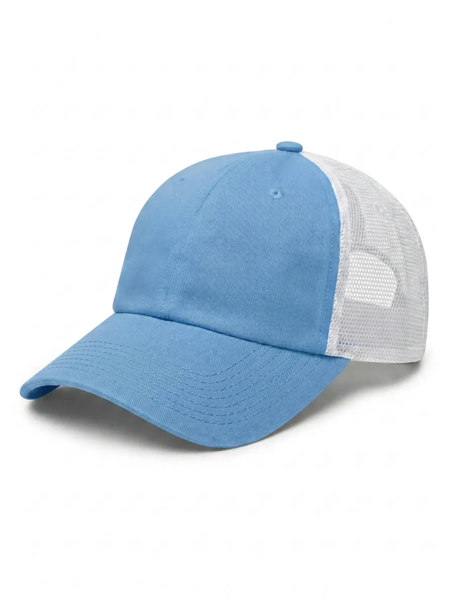 The Relaxed Trucker in Carolina Blue / White
