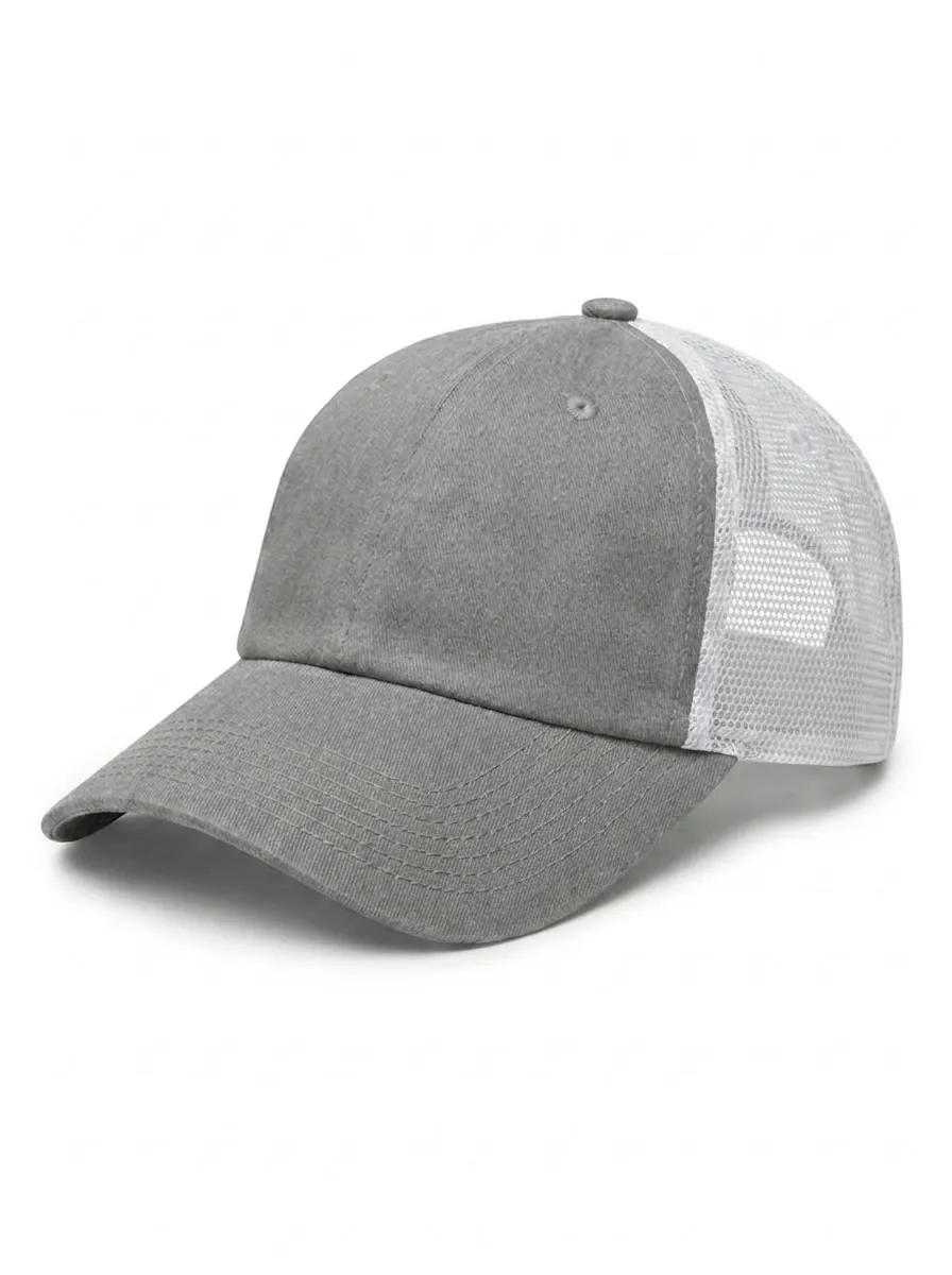 The Relaxed Trucker in Heather Gray / White