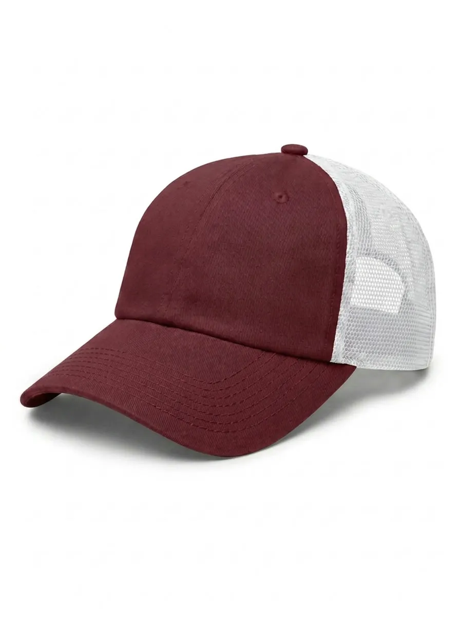 The Relaxed Trucker in Maroon / White