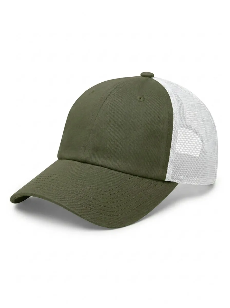 The Relaxed Trucker in Olive / White