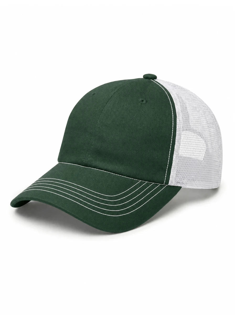 The Relaxed Contrast Trucker in Dark Green / White