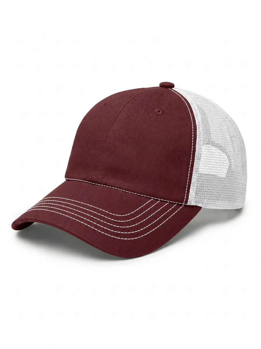The Relaxed Contrast Trucker in Maroon / White
