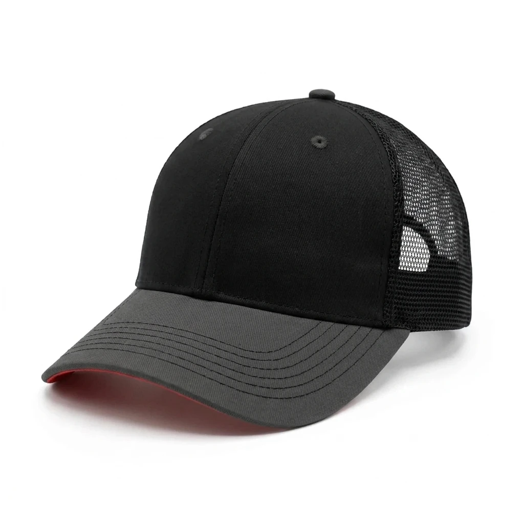 The Tour Cap in Black / Black / Charcoal / Red