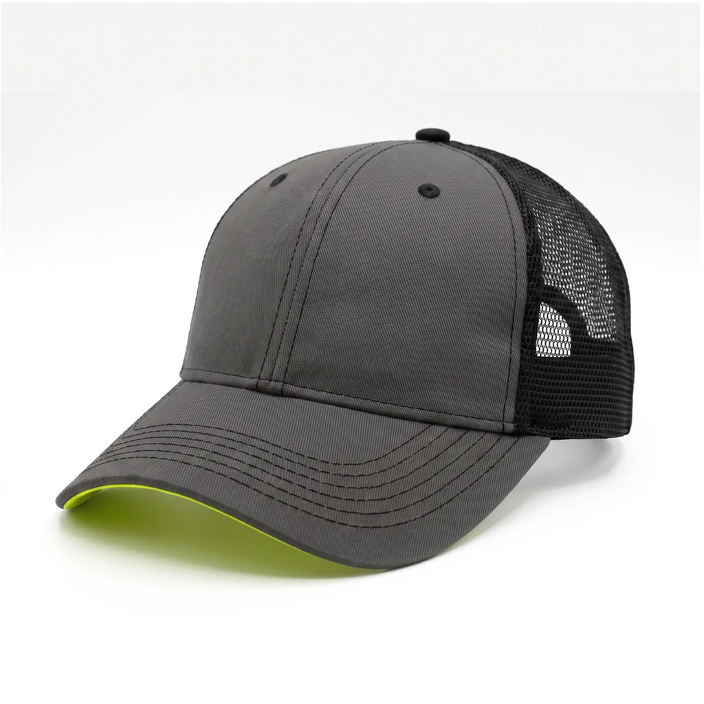 The Tour Cap in Charcoal / Black / Black / Safety Green