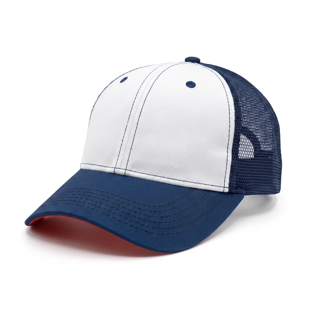 The Tour Cap in White / Navy / Navy / Red