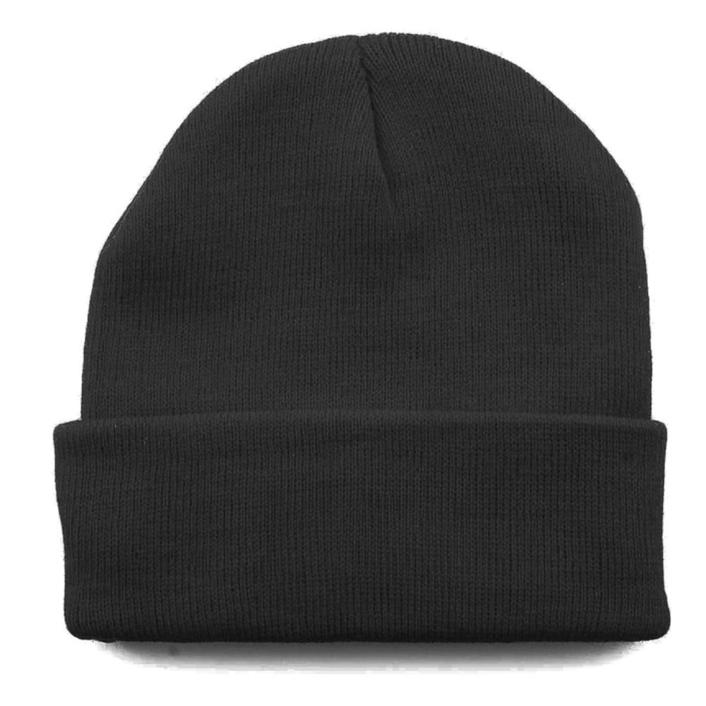 Classic Cuff Beanie with Leather Patch in Charcoal
